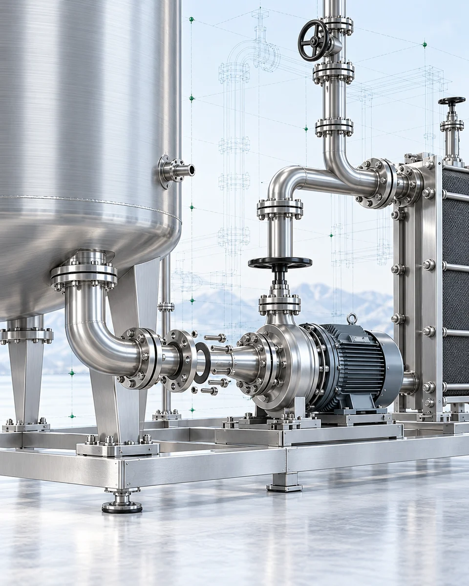 Editorial detail of pump, pipe and equipment interfaces.